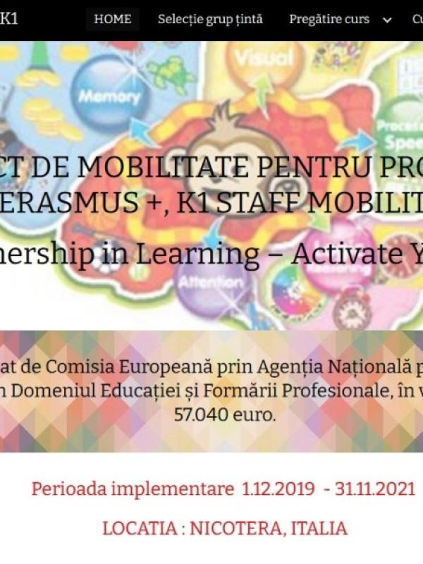 PROIECT DE MOBILITATE PENTRU PROFESORI ERASMUS +, K1 STAFF MOBILITY 